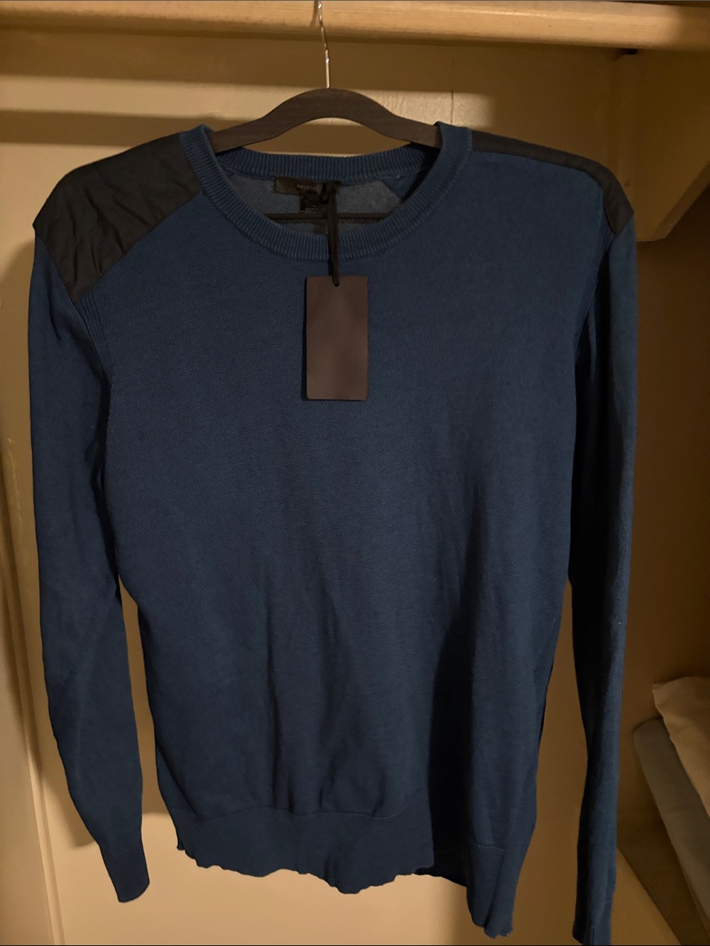 Men's Belstaff Crewneck Sweater in Navy with Shoulder Accents